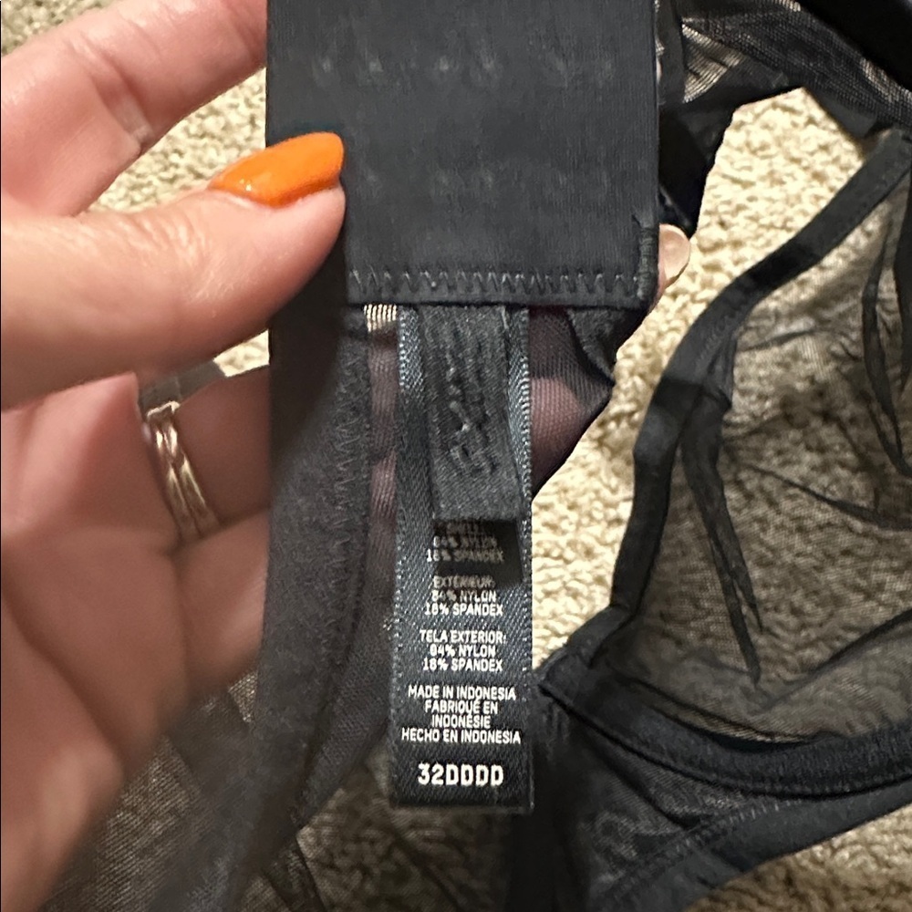 Skims 32dddd sheer mesh underwire bra onyx - Picture 6 of 6